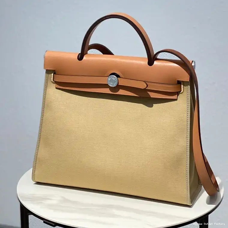 Palladium Canvas Hermes Hardware Bag In Brown Grey Herbag 0419